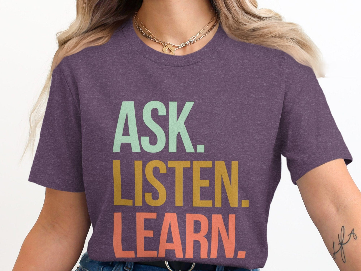 Ask Listen Learn Tee XS / Heather Team Purple