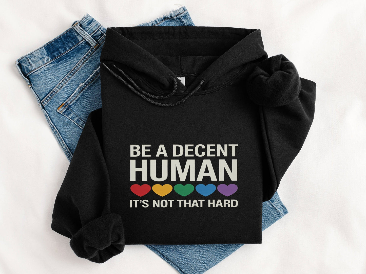 Be A Decent Human Hoodie S / Black