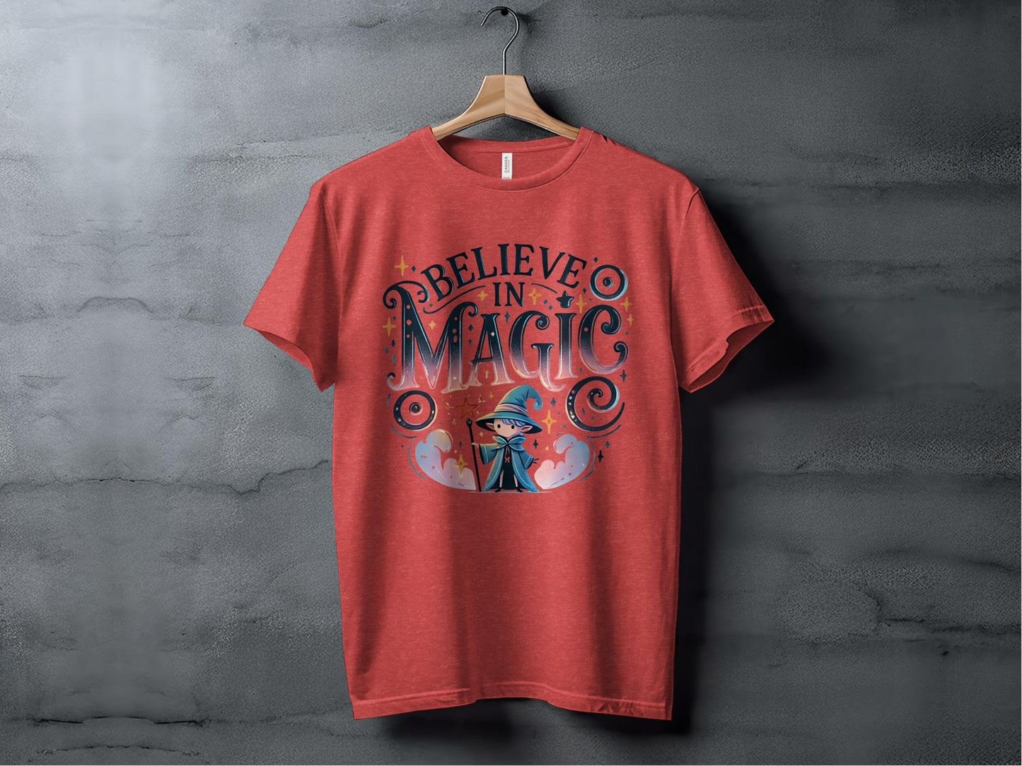 Believe in Magic Wizard Tee XS / Heather Red
