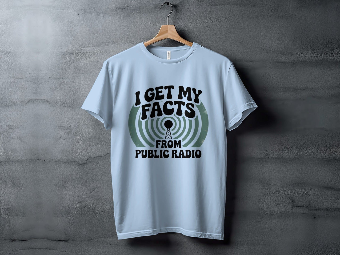 I Get My Facts From Public Radio Tee XS / Baby Blue
