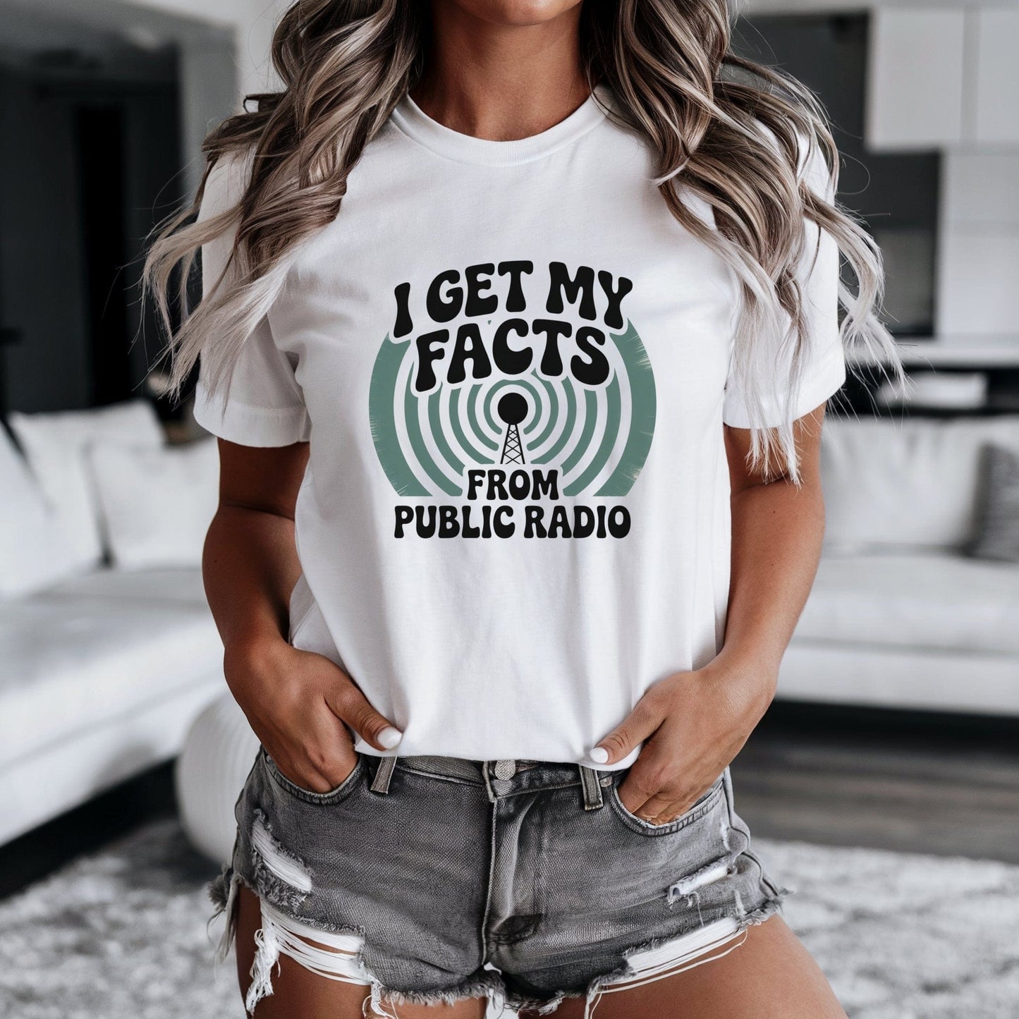 I Get My Facts From Public Radio Tee XS / White