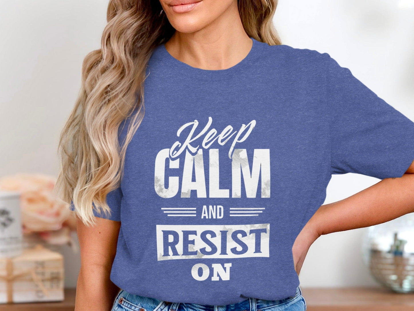 Keep Calm and Resist On Tee XS / Heather True Royal