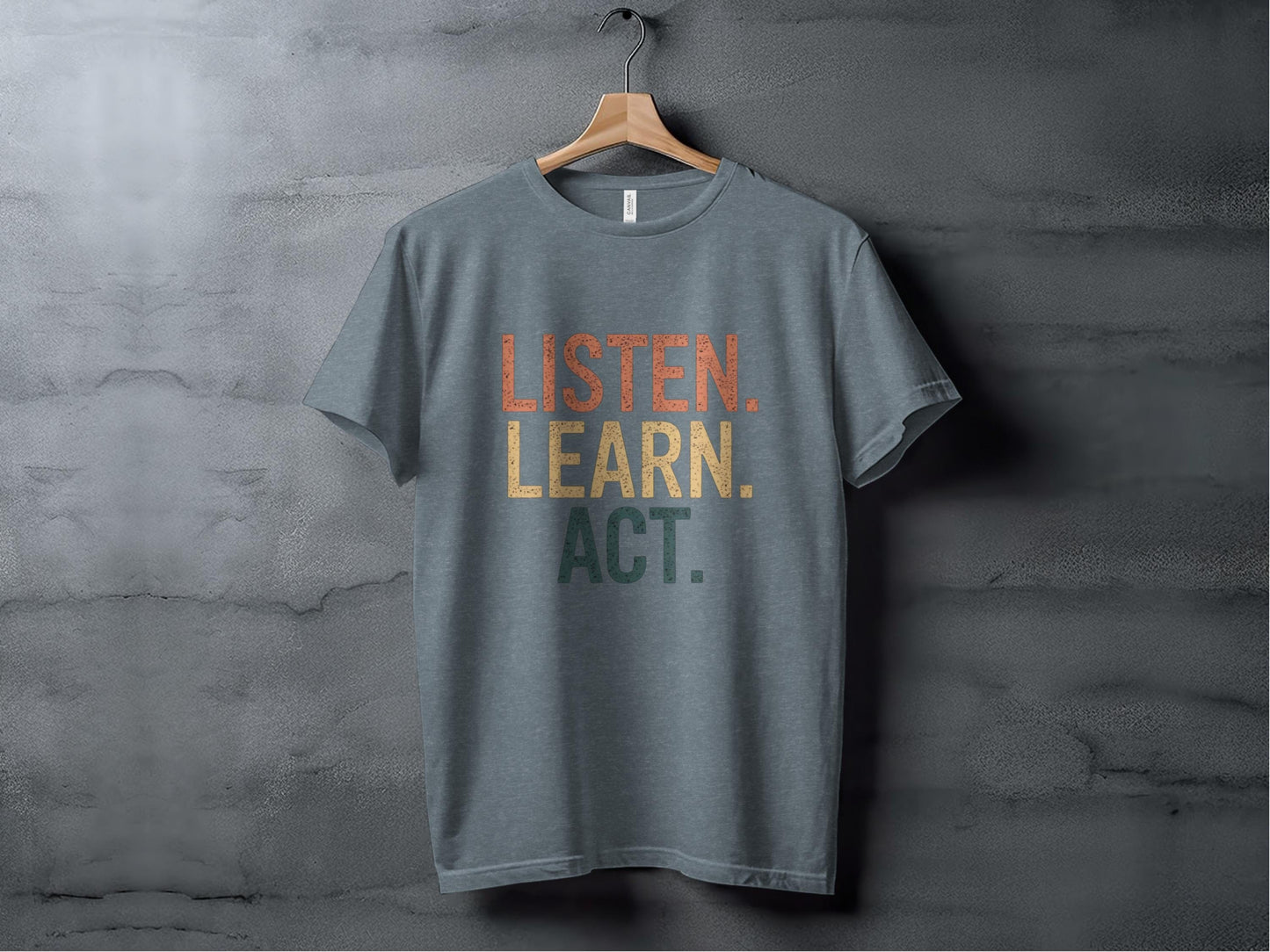 Listen Learn Act Tee XS / Heather Slate