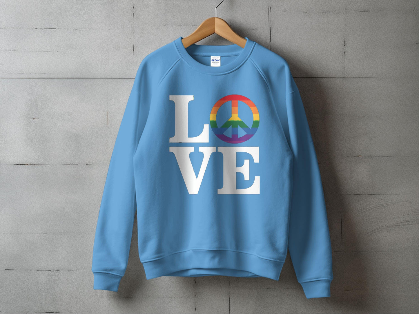 LOVE Peace Sign Sweatshirt S / Carolina Blue