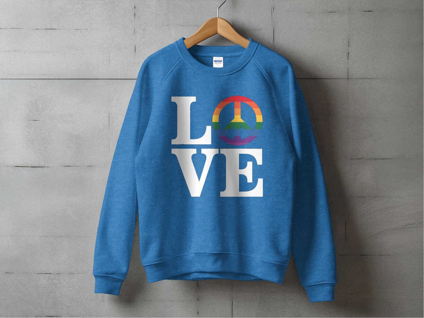 LOVE Peace Sign Sweatshirt S / Heather Deep Royal