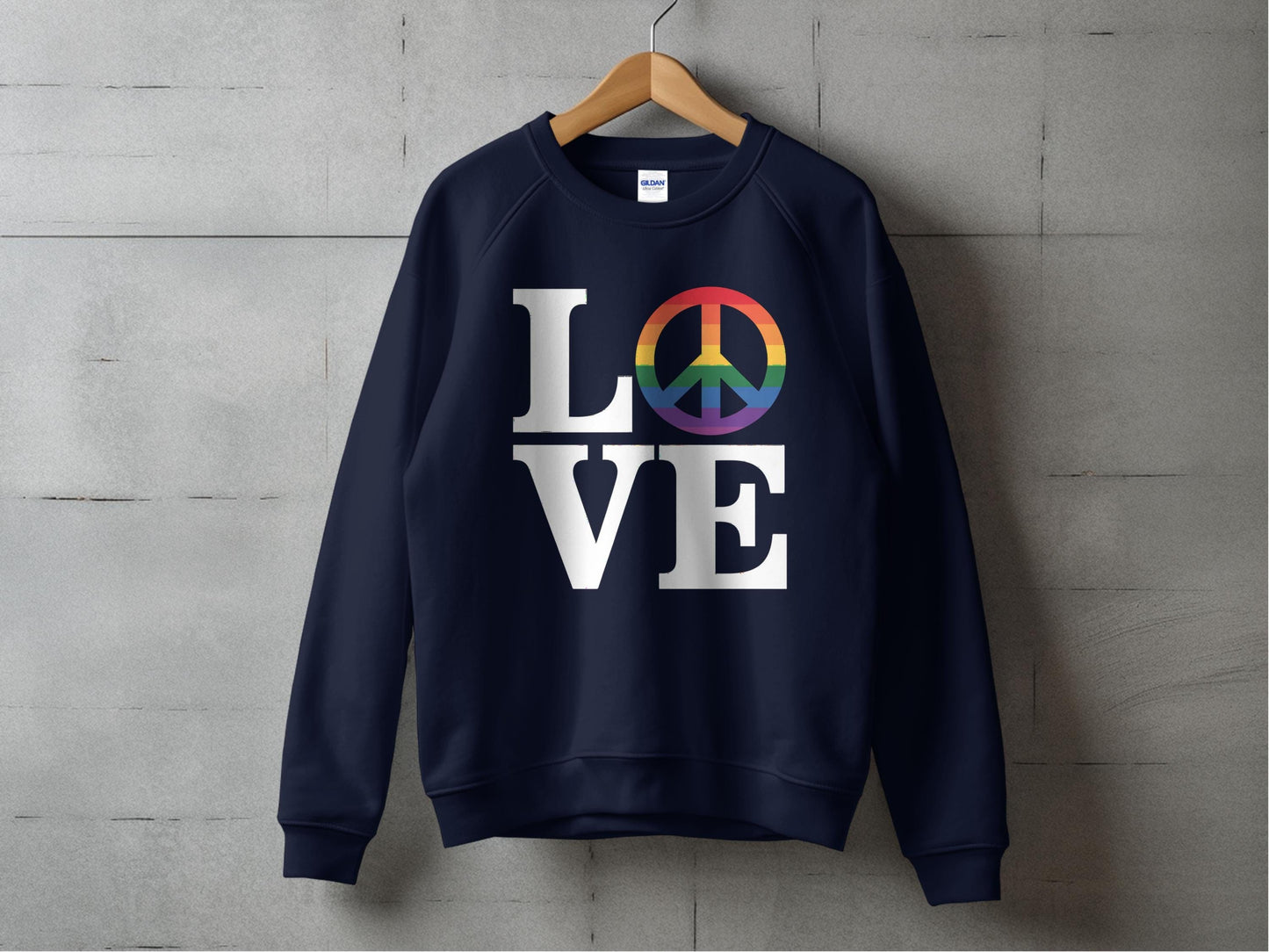 LOVE Peace Sign Sweatshirt S / Navy