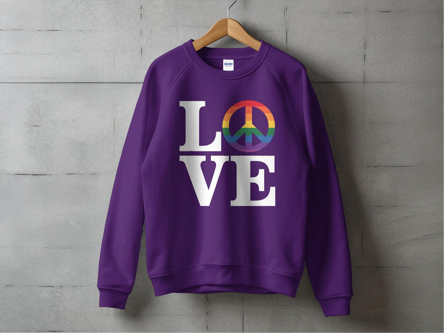 LOVE Peace Sign Sweatshirt S / Purple