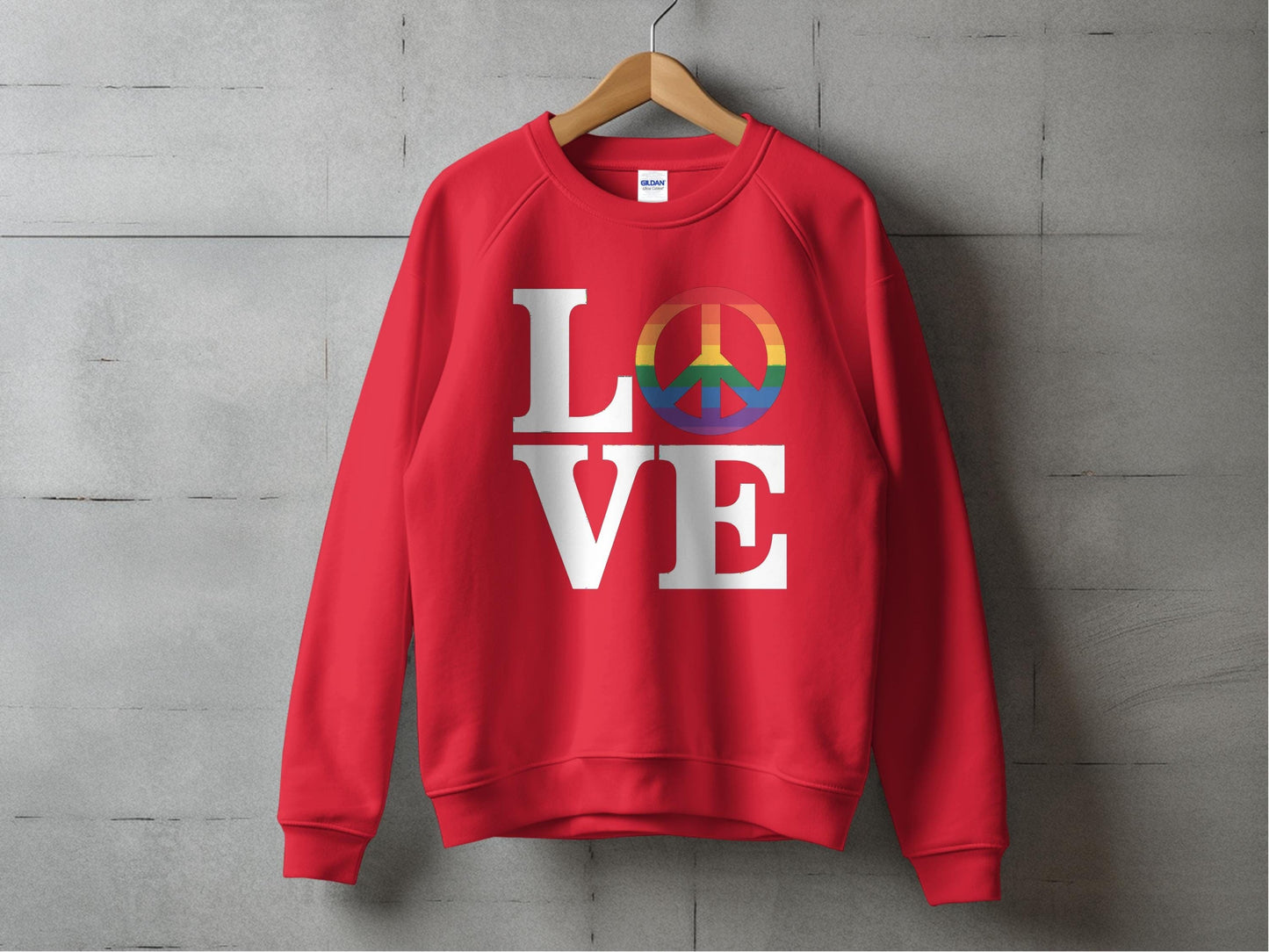 LOVE Peace Sign Sweatshirt S / Red