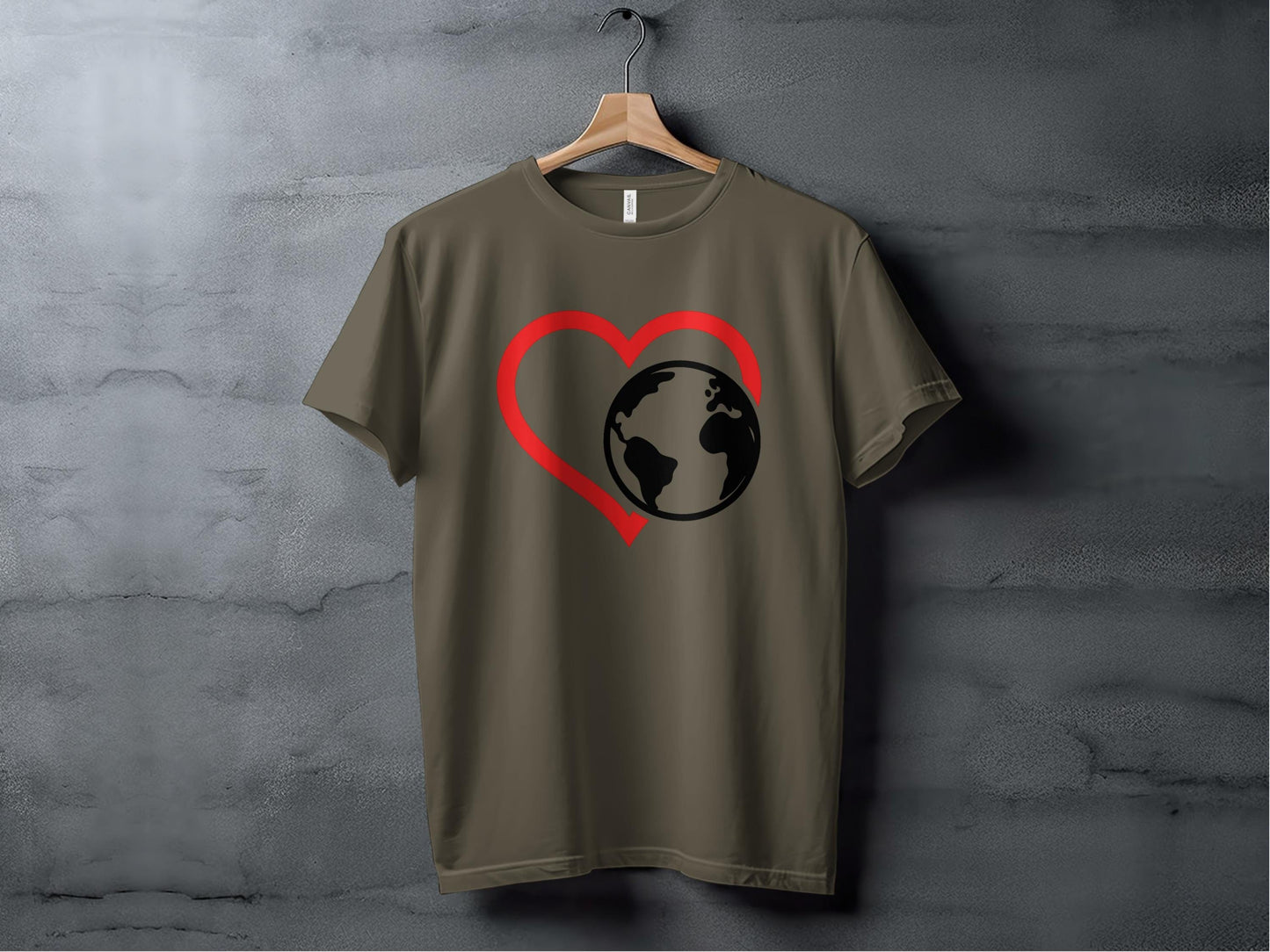 Love the Earth Heart Monochrome Tee XS / Army