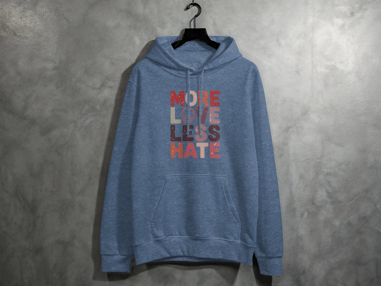 More Love Less Hate Hoodie S / Heather Sport Dark Navy