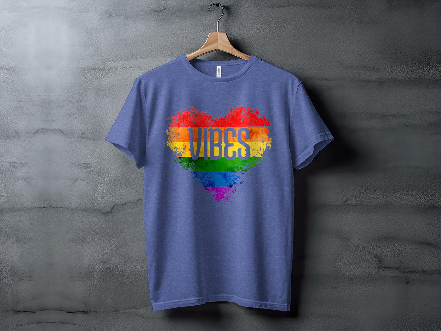Rainbow Heart Vibes Design Graphic Print Pride T-Shirt Sweatshirt Hoodie XS / Heather True Royal