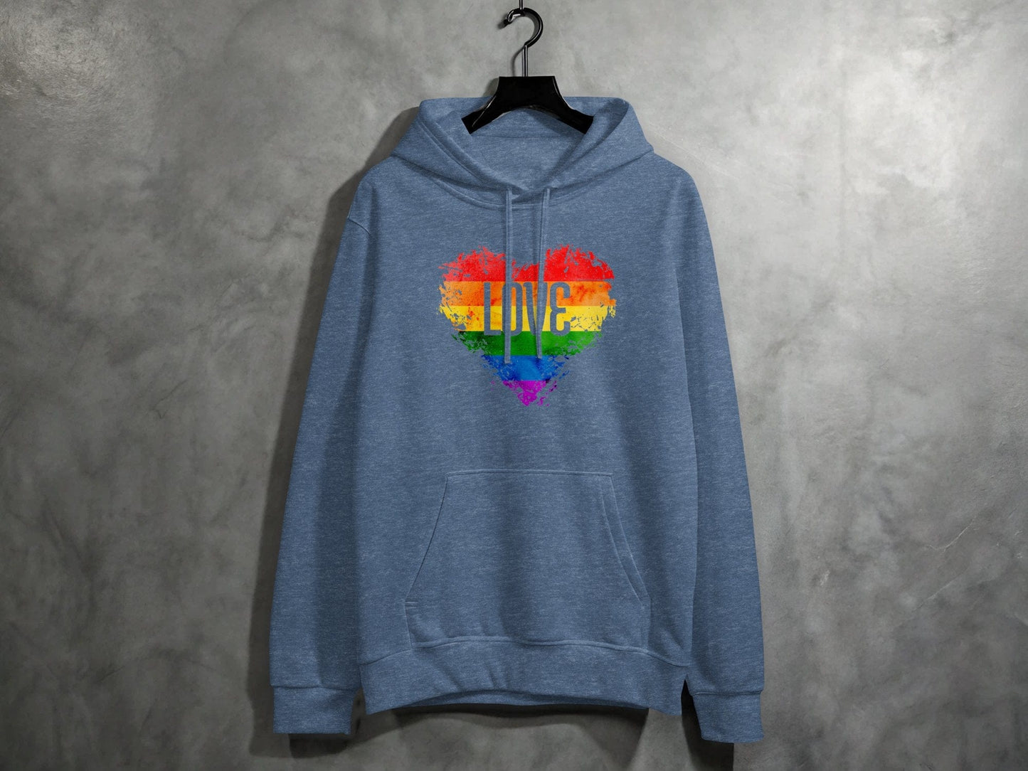 Rainbow Love Heart Hoodie S / Heather Sport Dark Navy
