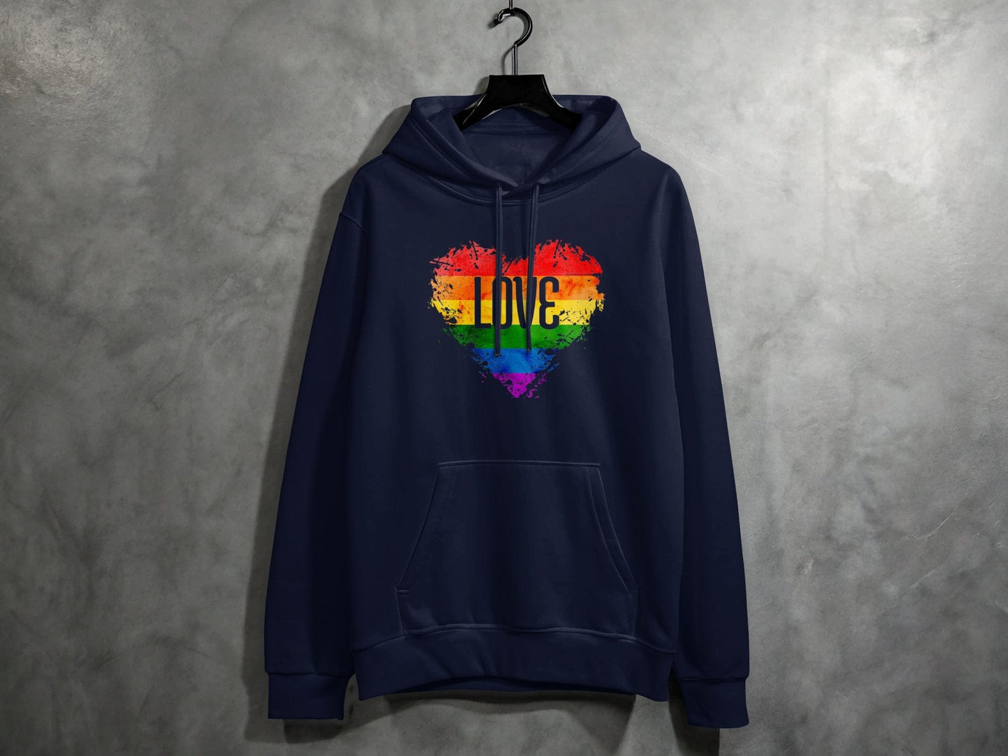 Rainbow Love Heart Hoodie S / Navy