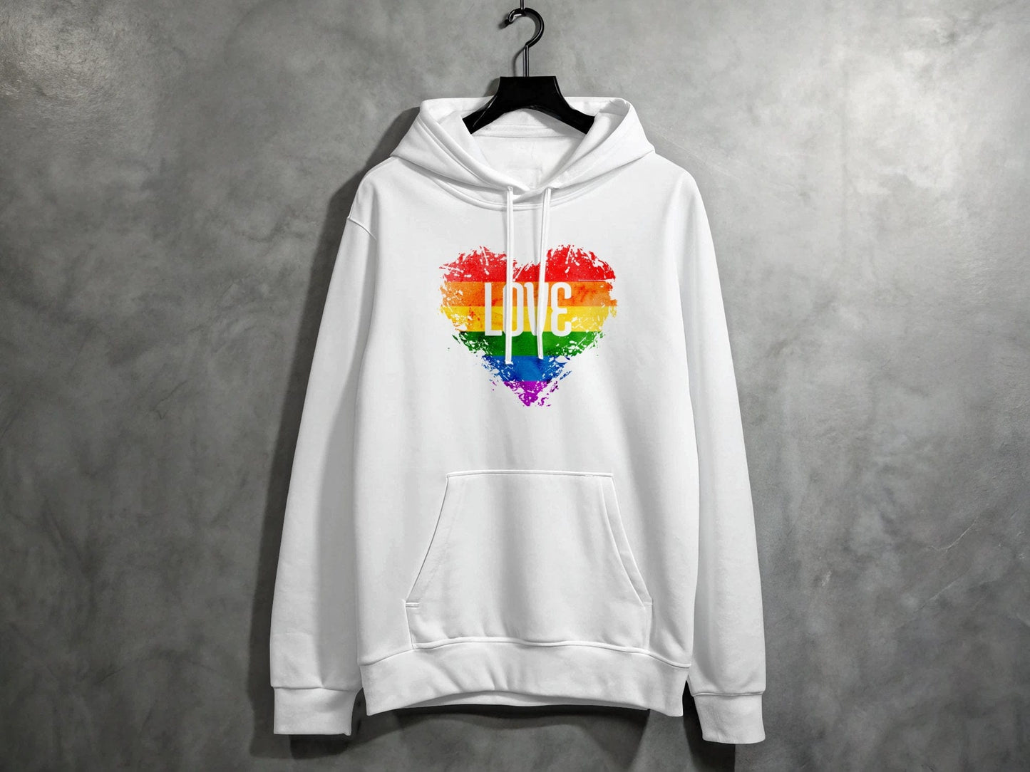 Rainbow Love Heart Hoodie S / White