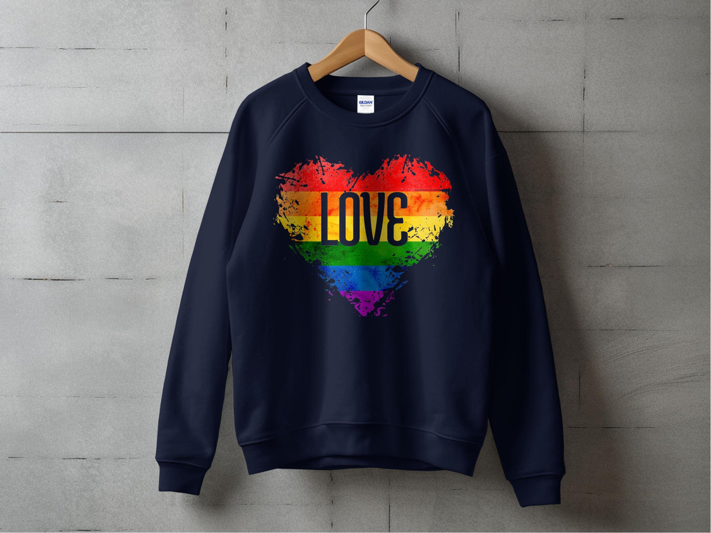 Rainbow Love Heart Sweatshirt S / Navy