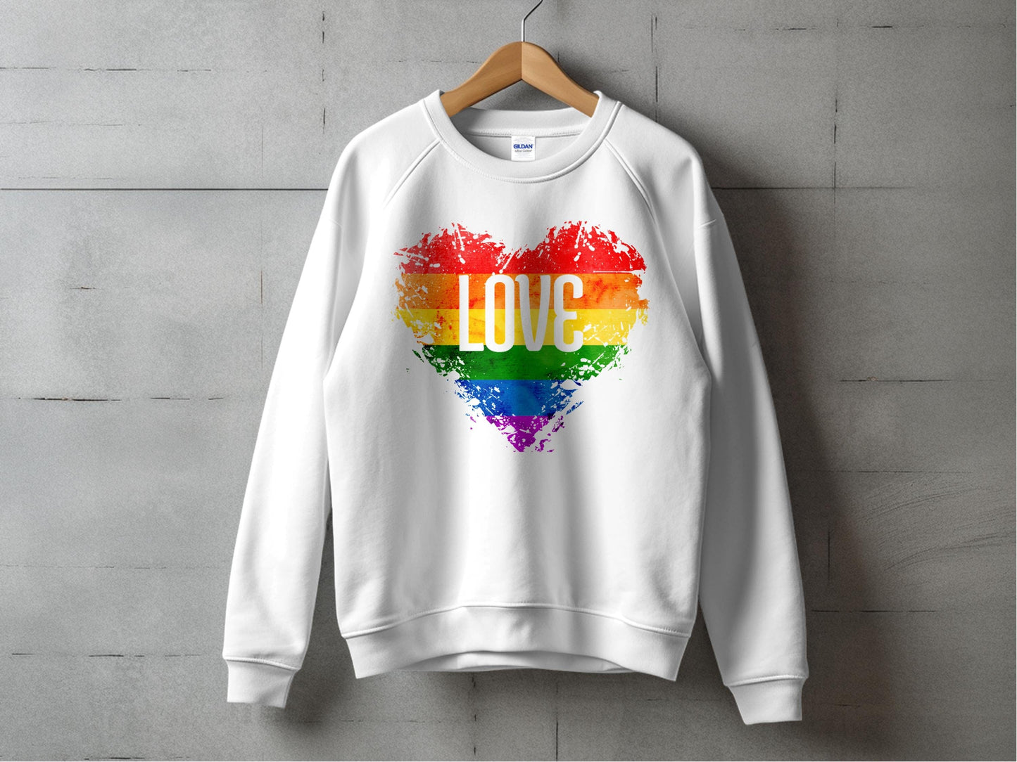 Rainbow Love Heart Sweatshirt S / White