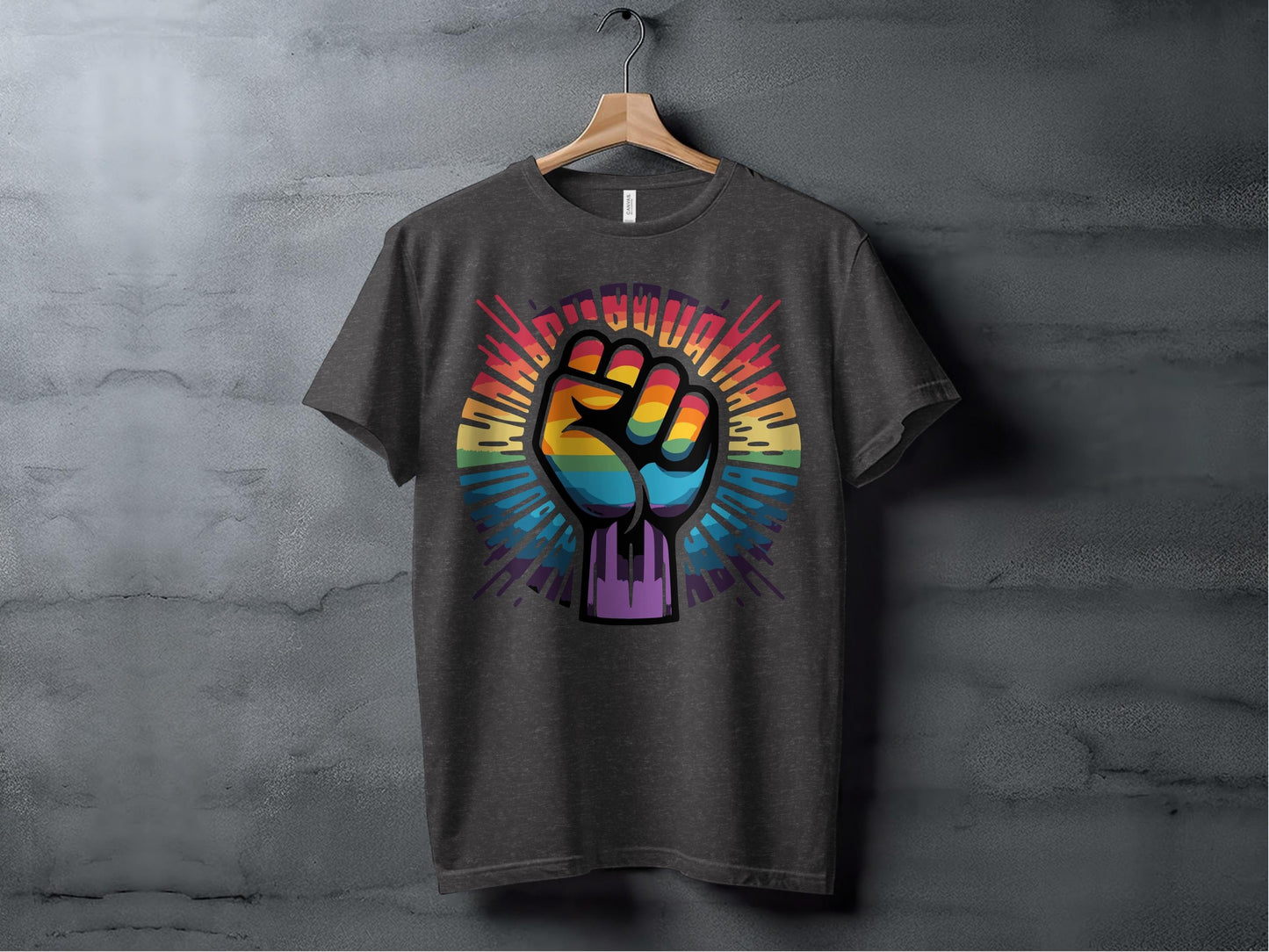 Rainbow Pride Fist Tee XS / Dark Grey Heather