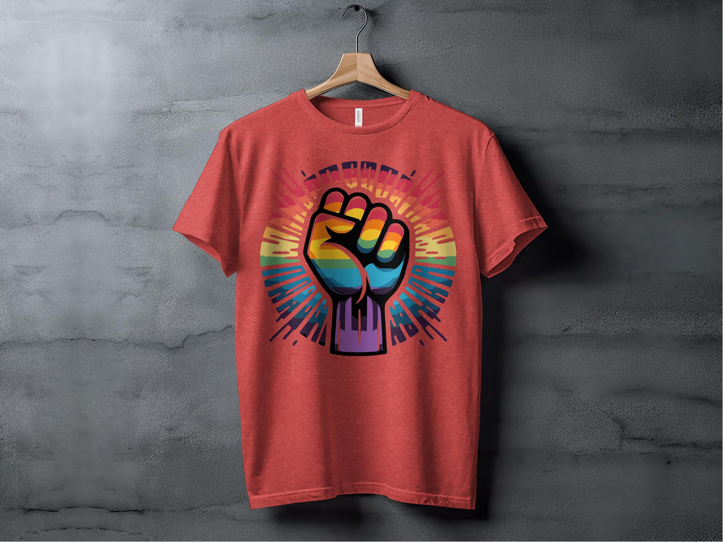 Rainbow Pride Fist Tee XS / Heather Red