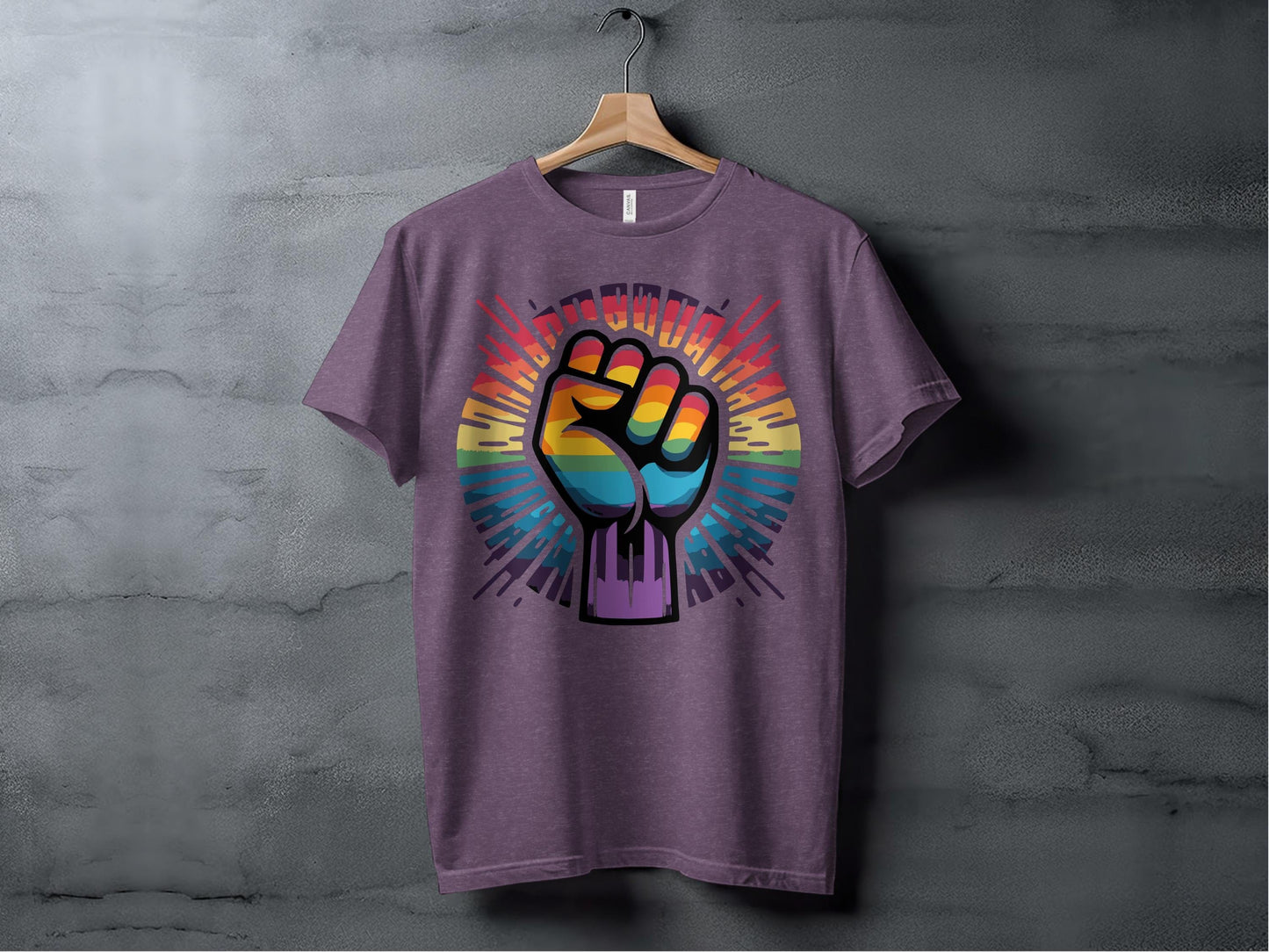 Rainbow Pride Fist Tee XS / Heather Team Purple