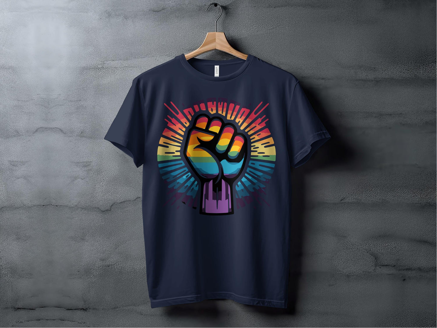 Rainbow Pride Fist Tee XS / Navy