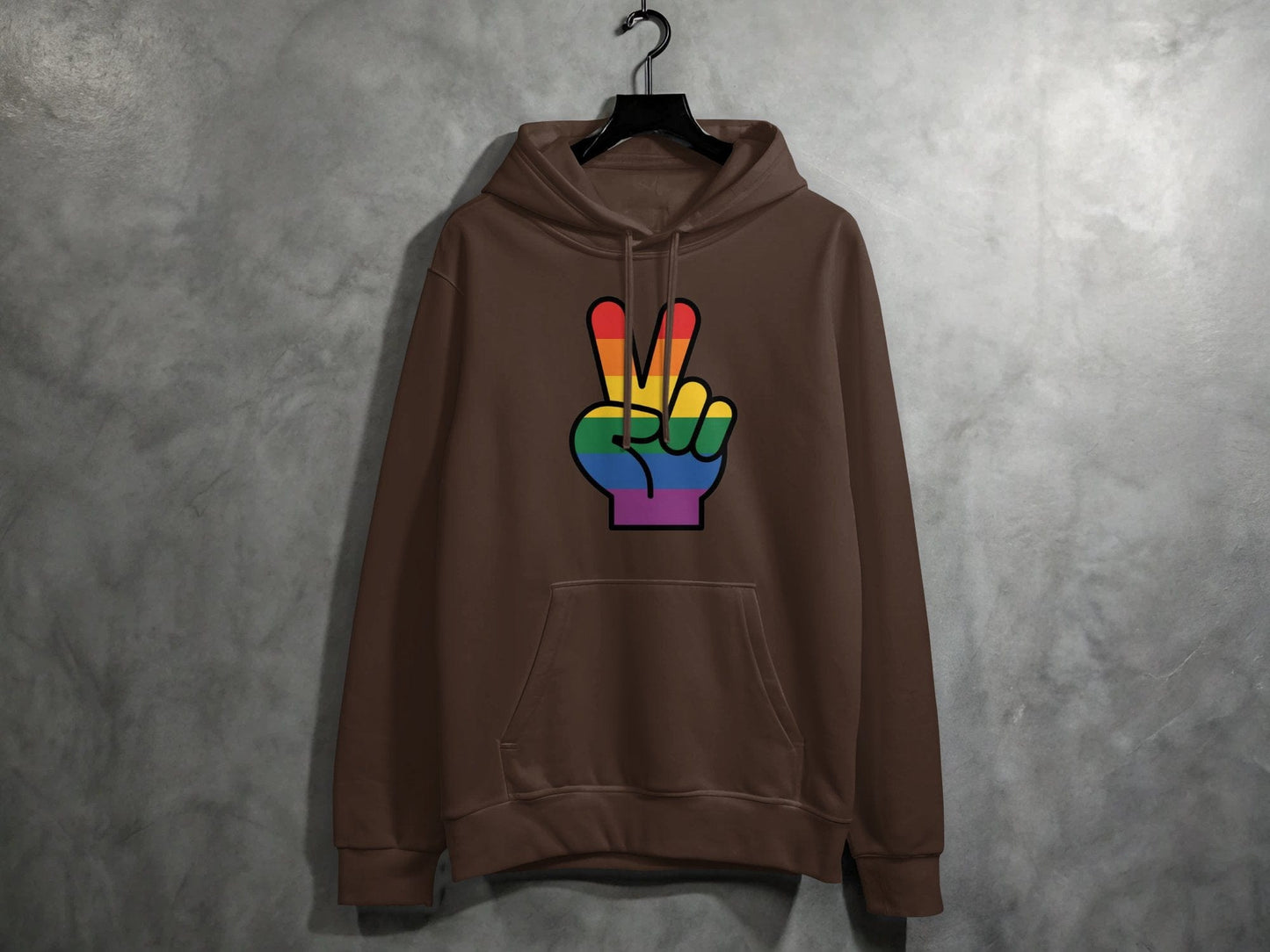 Rainbow Pride Peace Sign Symbol Graphic Design for LGBTQ T-Shirt Sweatshirt Hoodie S / Dark Chocolate
