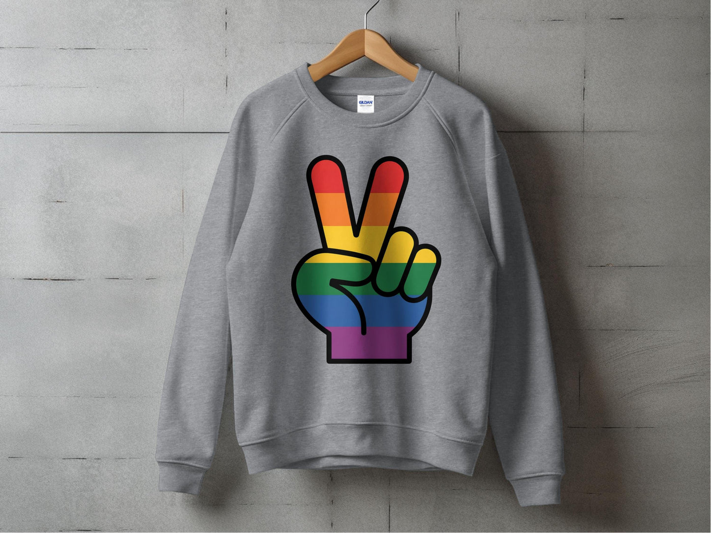 Rainbow Pride Peace Sign Symbol Graphic Design for LGBTQ T-Shirt Sweatshirt Hoodie S / Graphite Heather