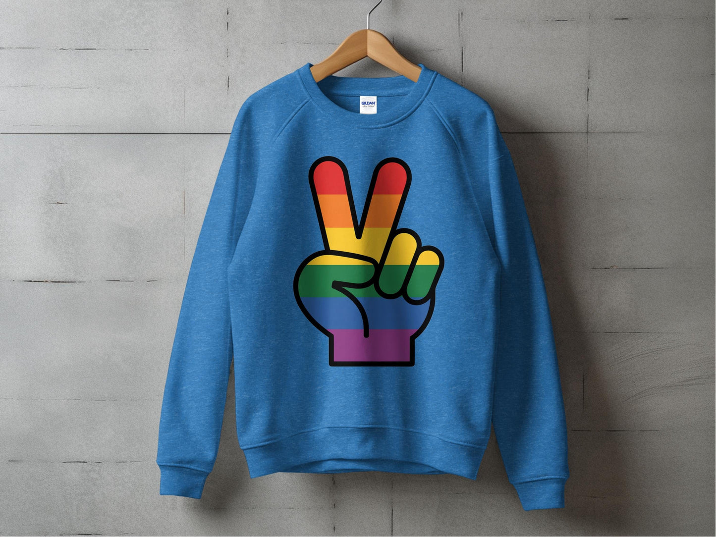 Rainbow Pride Peace Sign Symbol Graphic Design for LGBTQ T-Shirt Sweatshirt Hoodie S / Heather Deep Royal