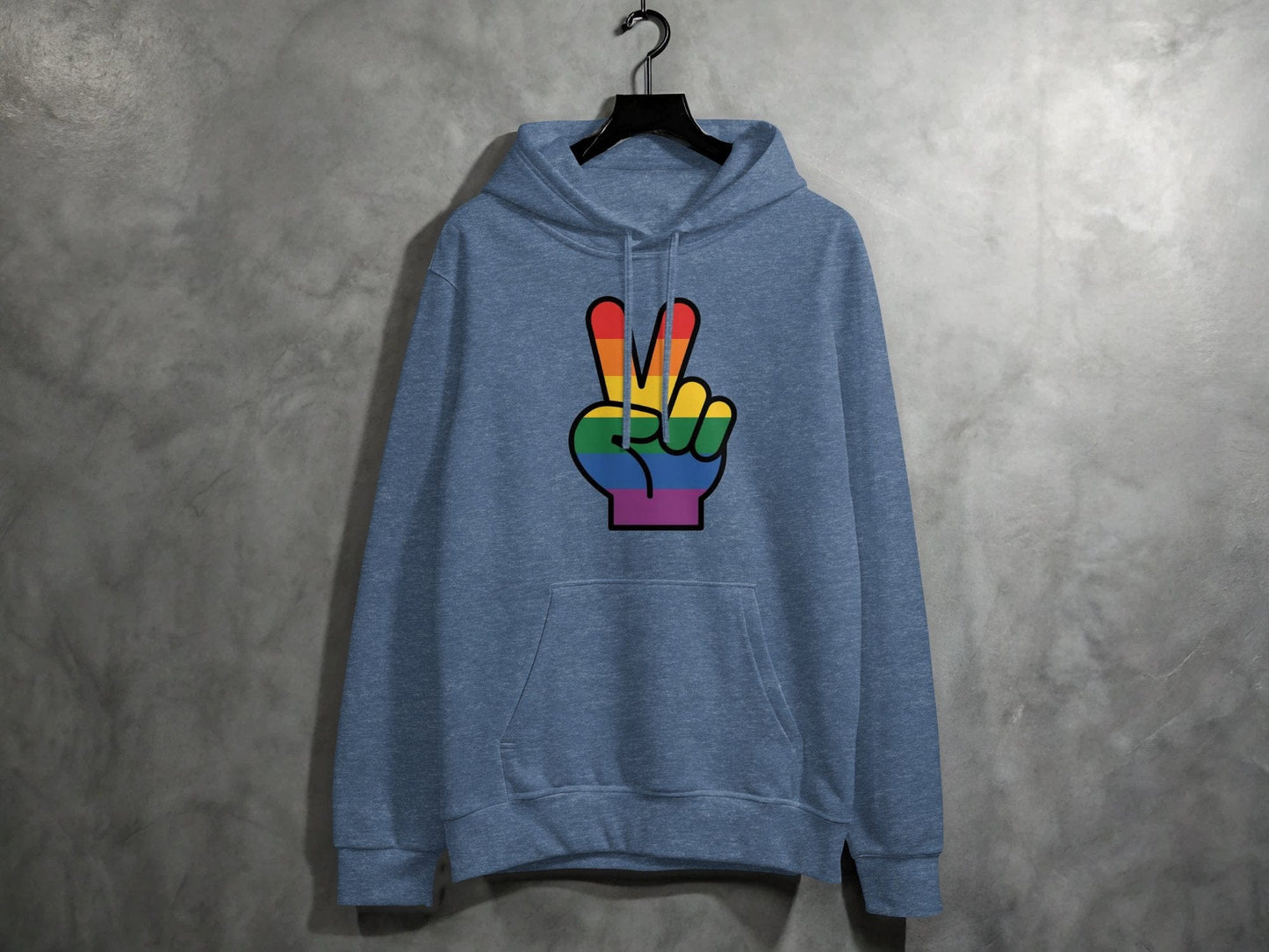Rainbow Pride Peace Sign Symbol Graphic Design for LGBTQ T-Shirt Sweatshirt Hoodie S / Heather Sport Dark Navy
