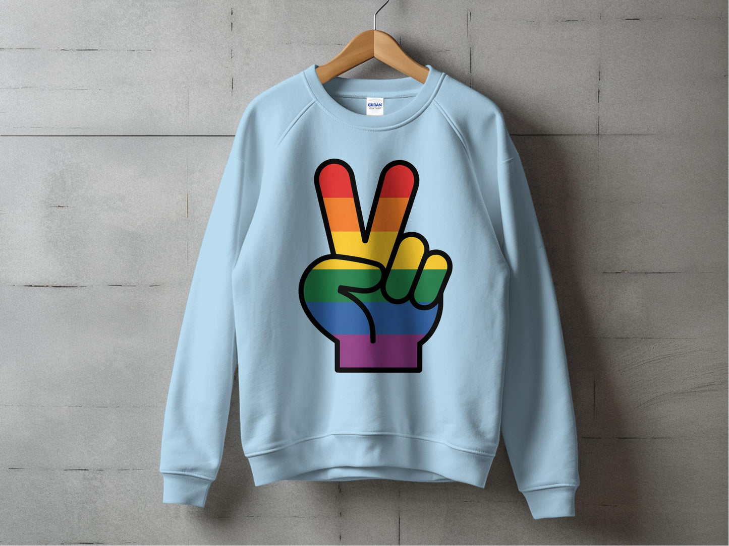 Rainbow Pride Peace Sign Symbol Graphic Design for LGBTQ T-Shirt Sweatshirt Hoodie S / Light Blue