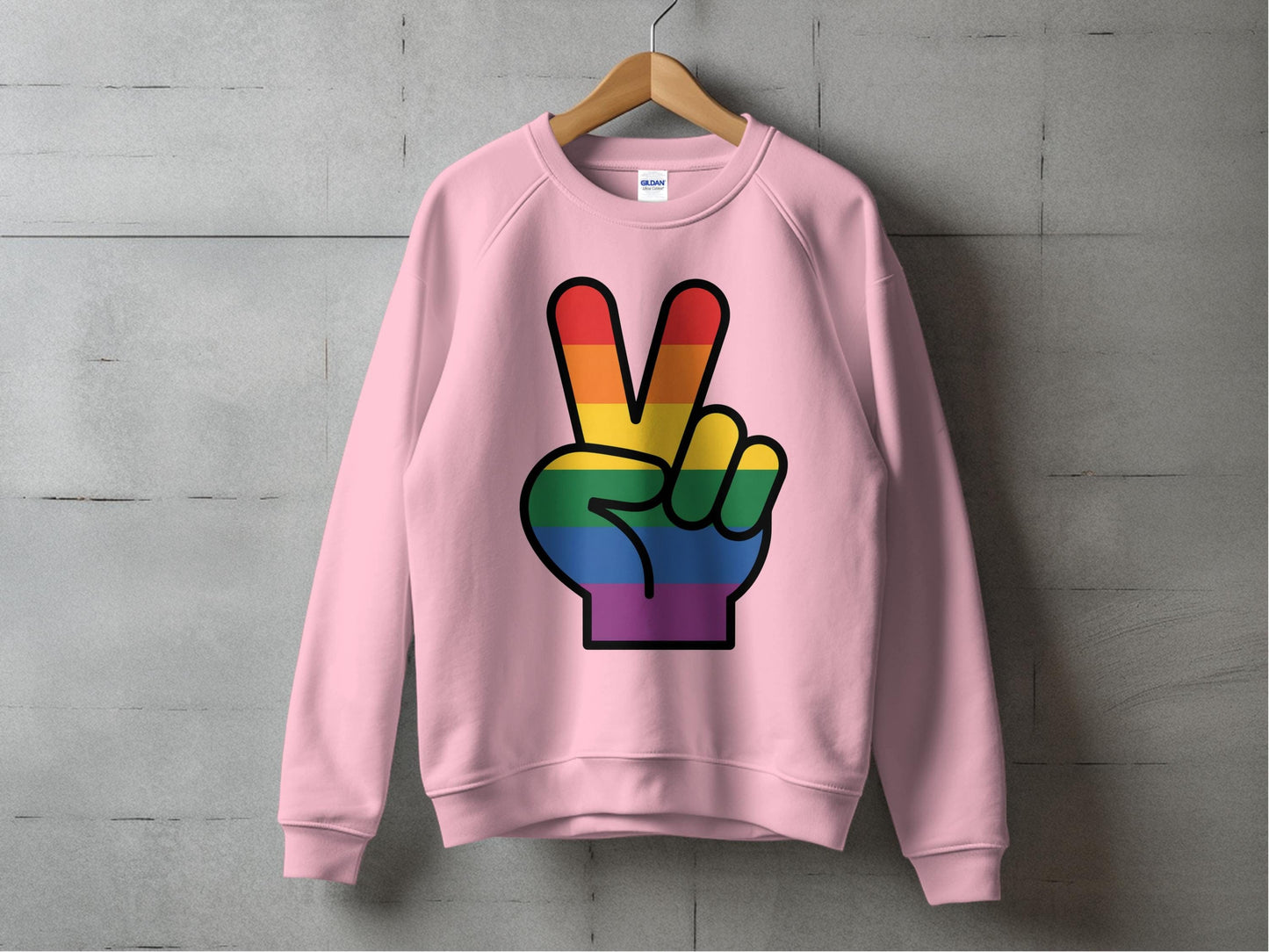 Rainbow Pride Peace Sign Symbol Graphic Design for LGBTQ T-Shirt Sweatshirt Hoodie S / Light Pink