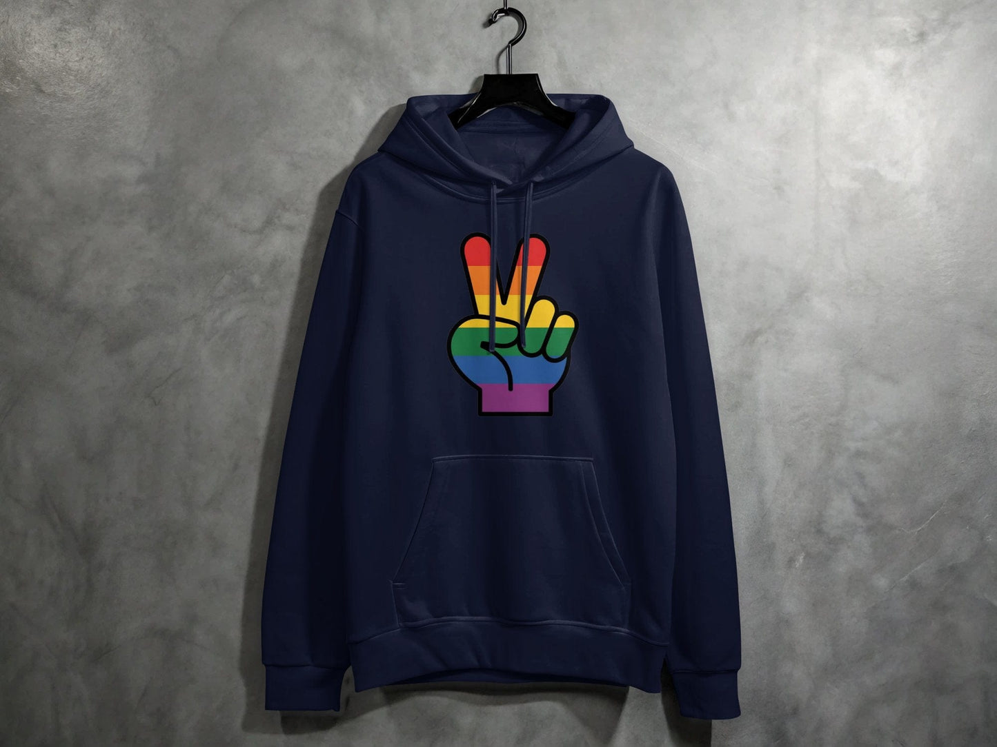 Rainbow Pride Peace Sign Symbol Graphic Design for LGBTQ T-Shirt Sweatshirt Hoodie S / Navy