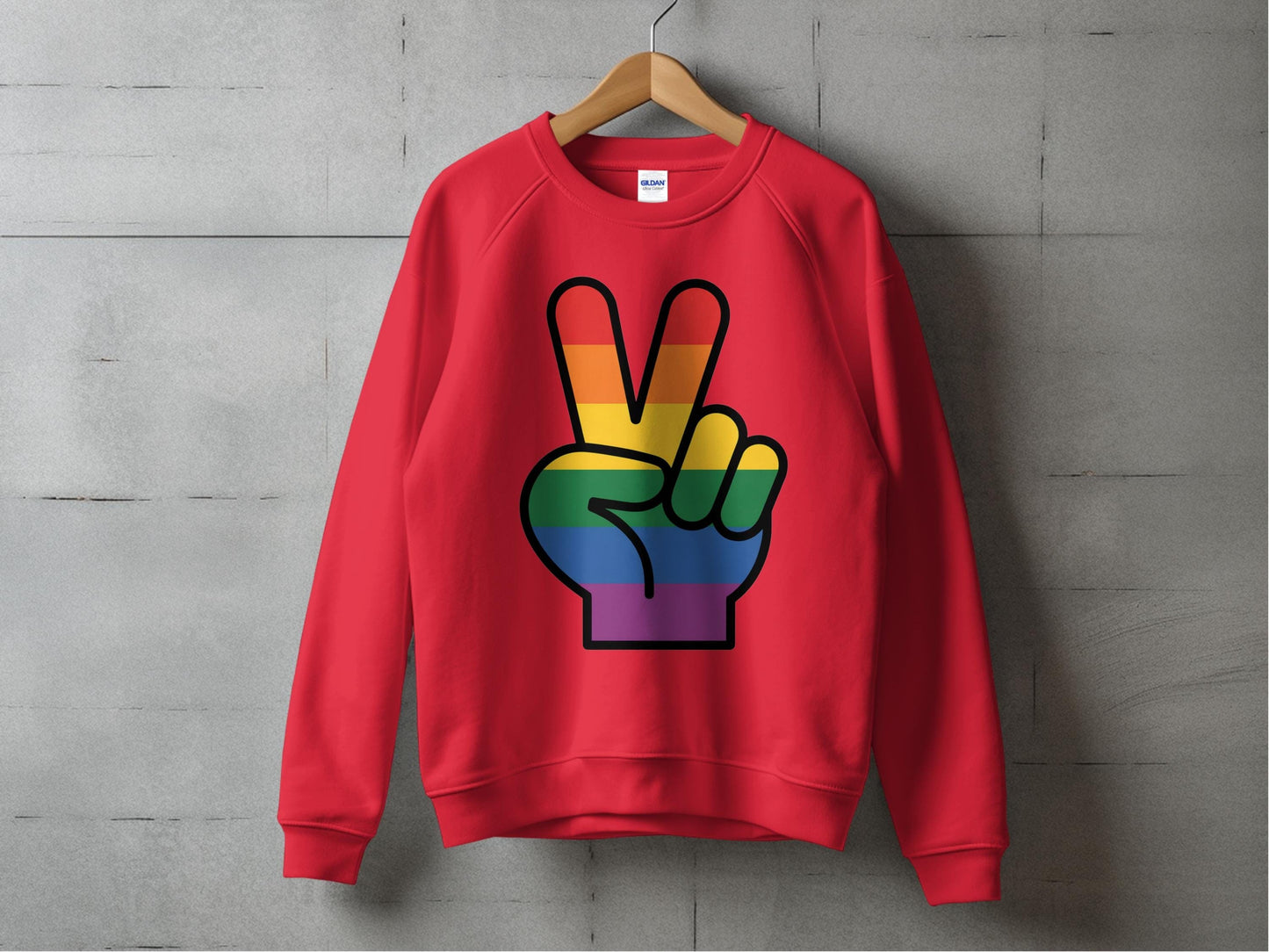 Rainbow Pride Peace Sign Symbol Graphic Design for LGBTQ T-Shirt Sweatshirt Hoodie S / Red
