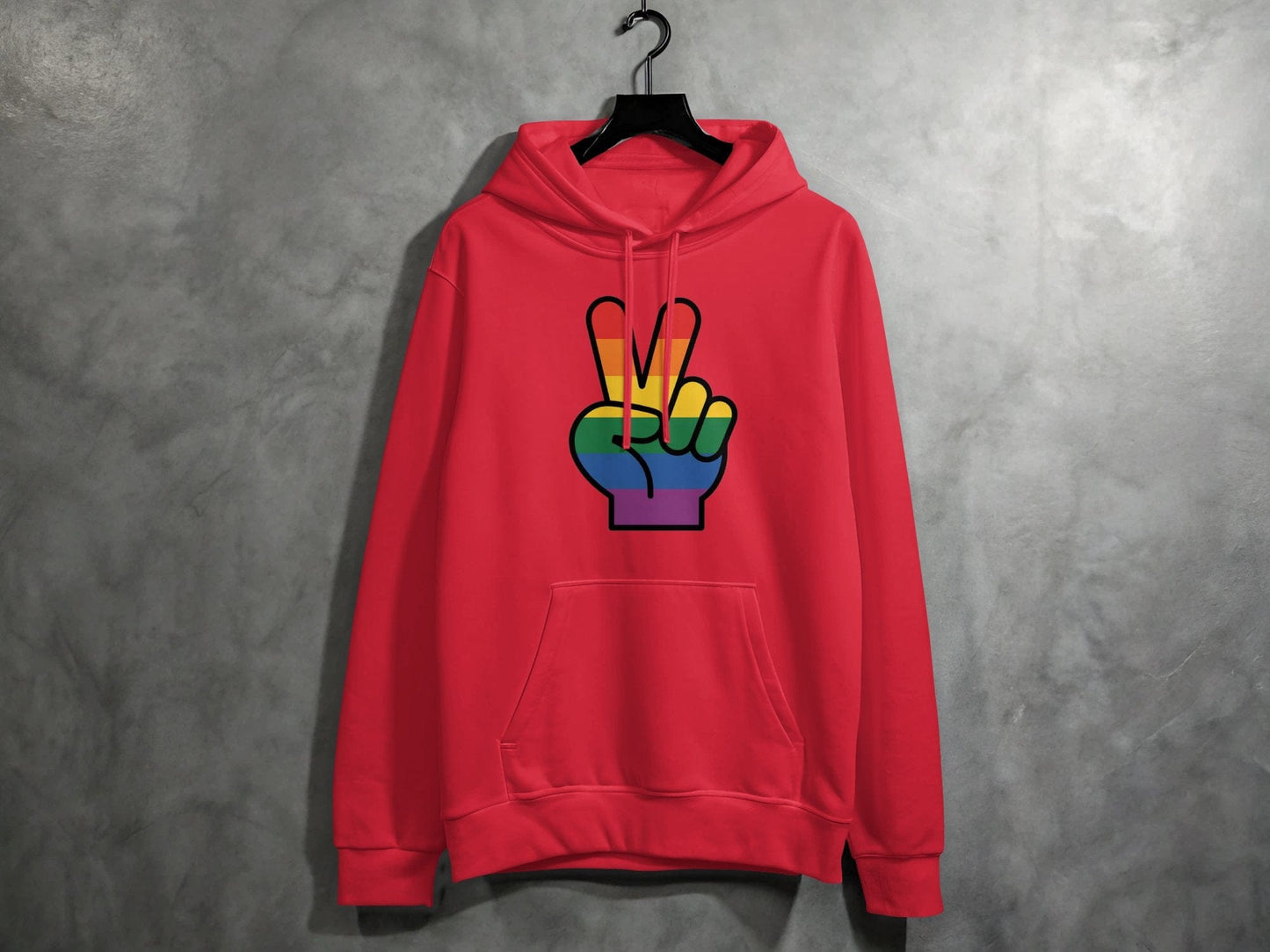 Rainbow Pride Peace Sign Symbol Graphic Design for LGBTQ T-Shirt Sweatshirt Hoodie S / Red