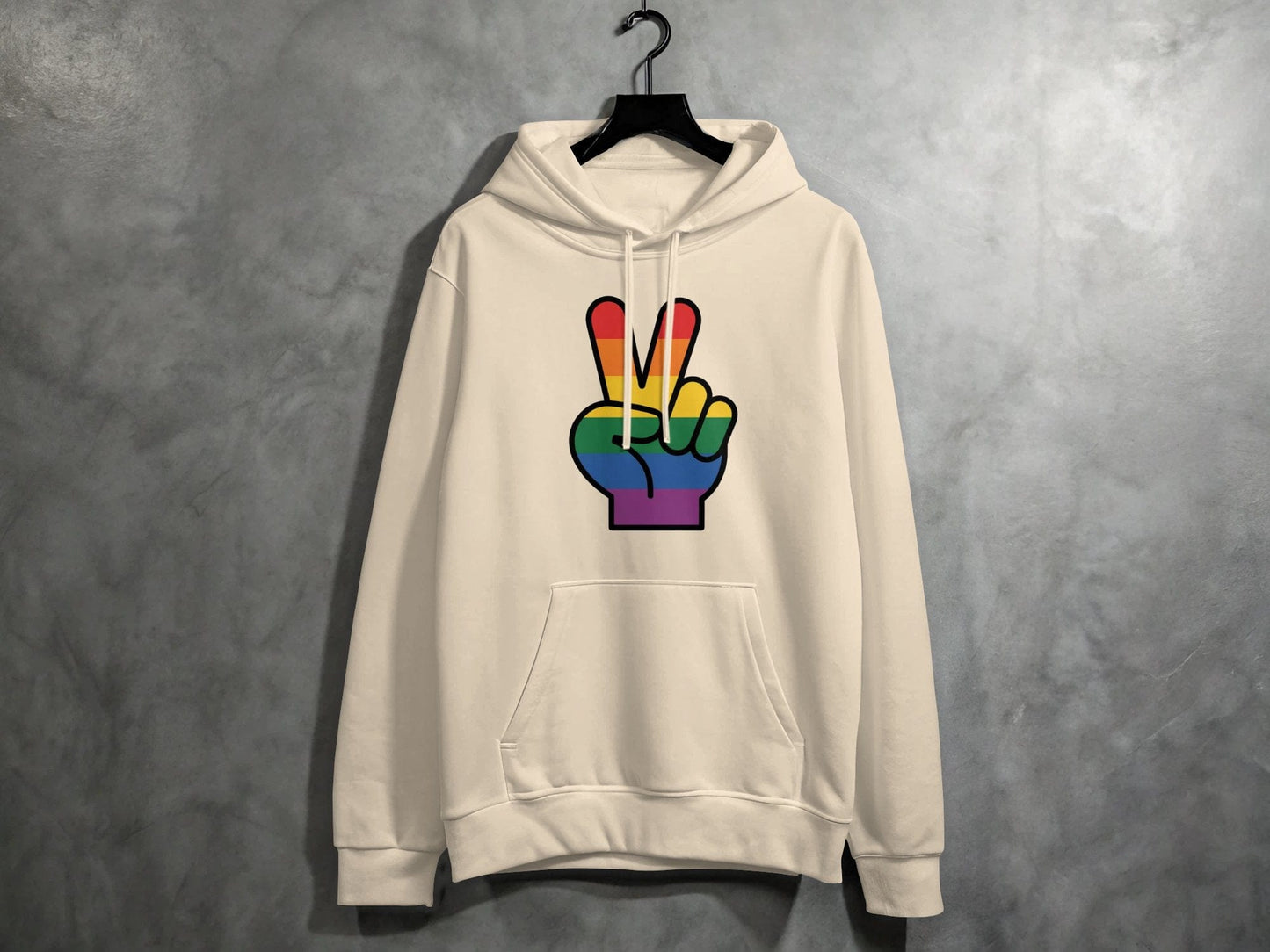 Rainbow Pride Peace Sign Symbol Graphic Design for LGBTQ T-Shirt Sweatshirt Hoodie S / Sand
