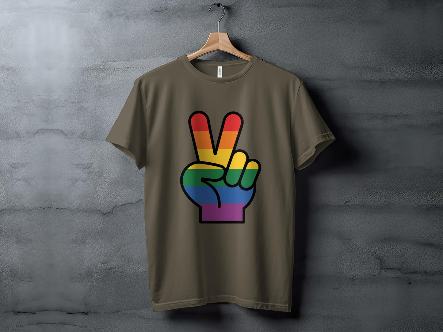 Rainbow Pride Peace Sign Symbol Graphic Design for LGBTQ T-Shirt Sweatshirt Hoodie XS / Army