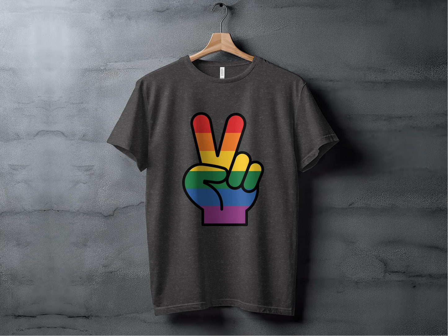 Rainbow Pride Peace Sign Symbol Graphic Design for LGBTQ T-Shirt Sweatshirt Hoodie XS / Dark Grey Heather
