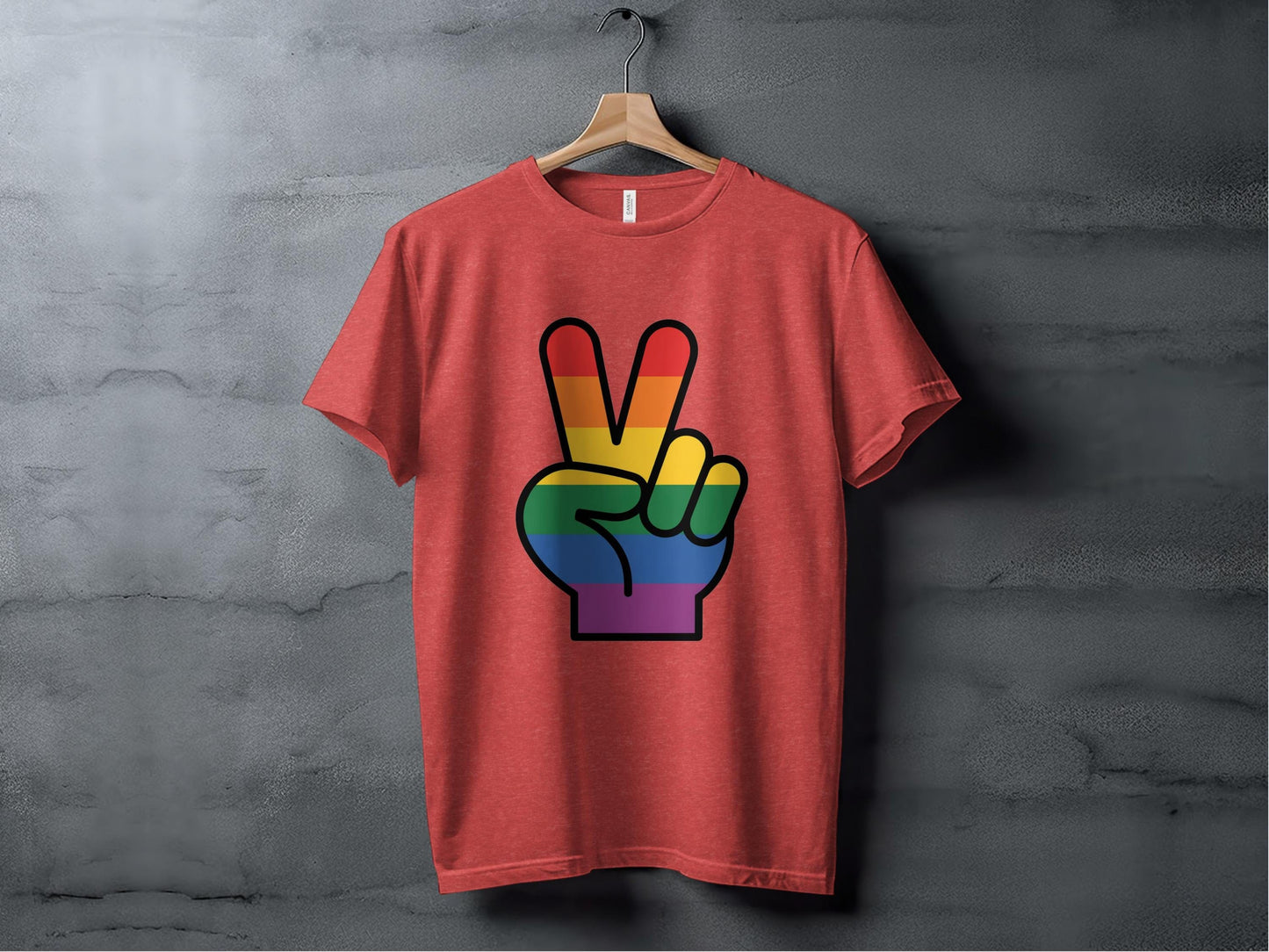 Rainbow Pride Peace Sign Symbol Graphic Design for LGBTQ T-Shirt Sweatshirt Hoodie XS / Heather Red