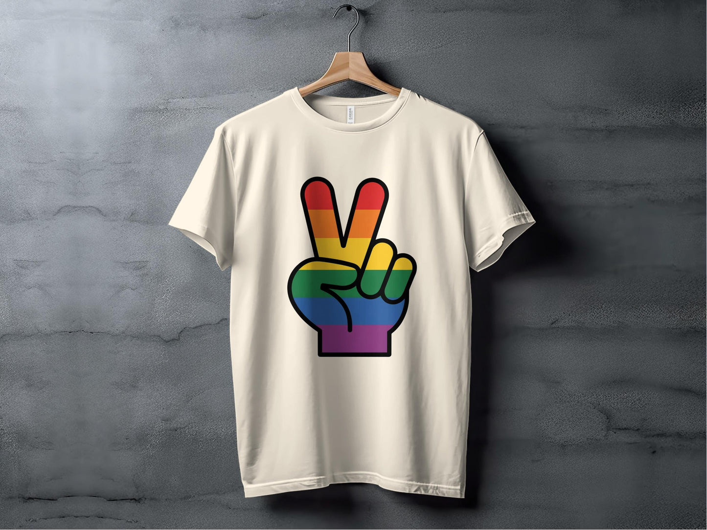 Rainbow Pride Peace Sign Symbol Graphic Design for LGBTQ T-Shirt Sweatshirt Hoodie XS / Natural