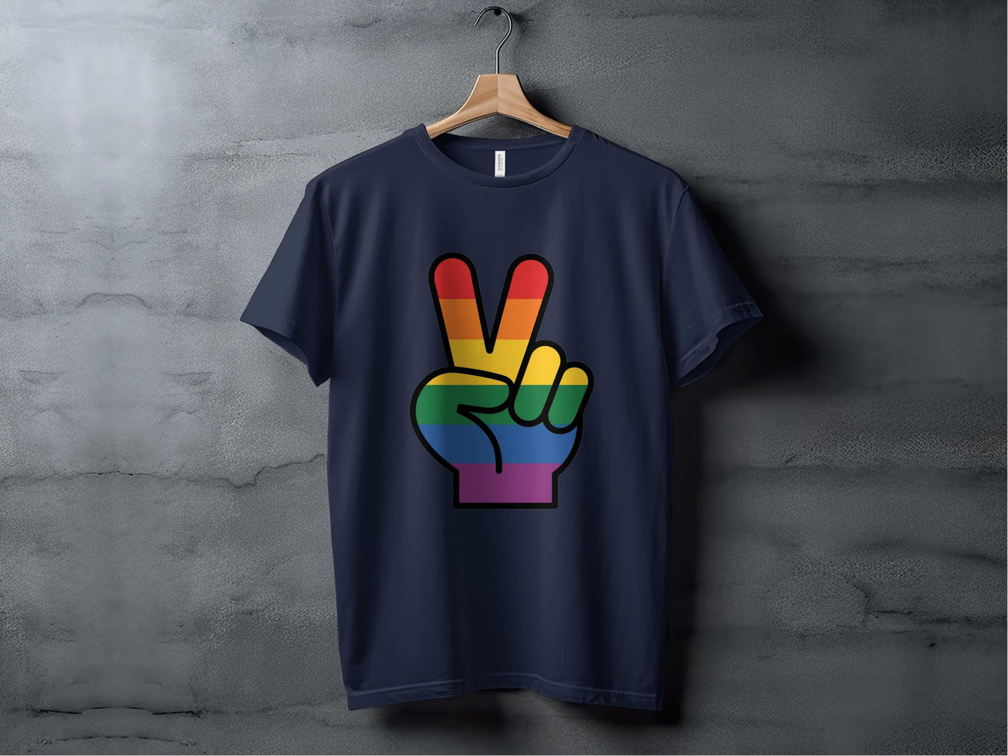 Rainbow Pride Peace Sign Symbol Graphic Design for LGBTQ T-Shirt Sweatshirt Hoodie XS / Navy
