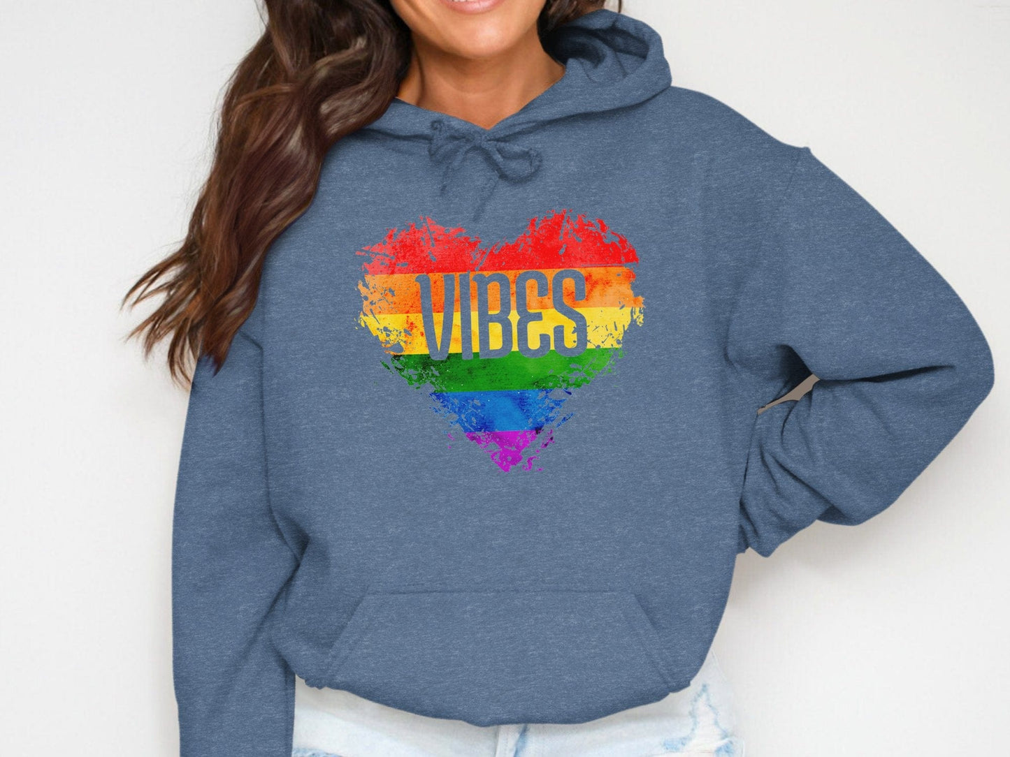 Rainbow Vibes Heart Hoodie