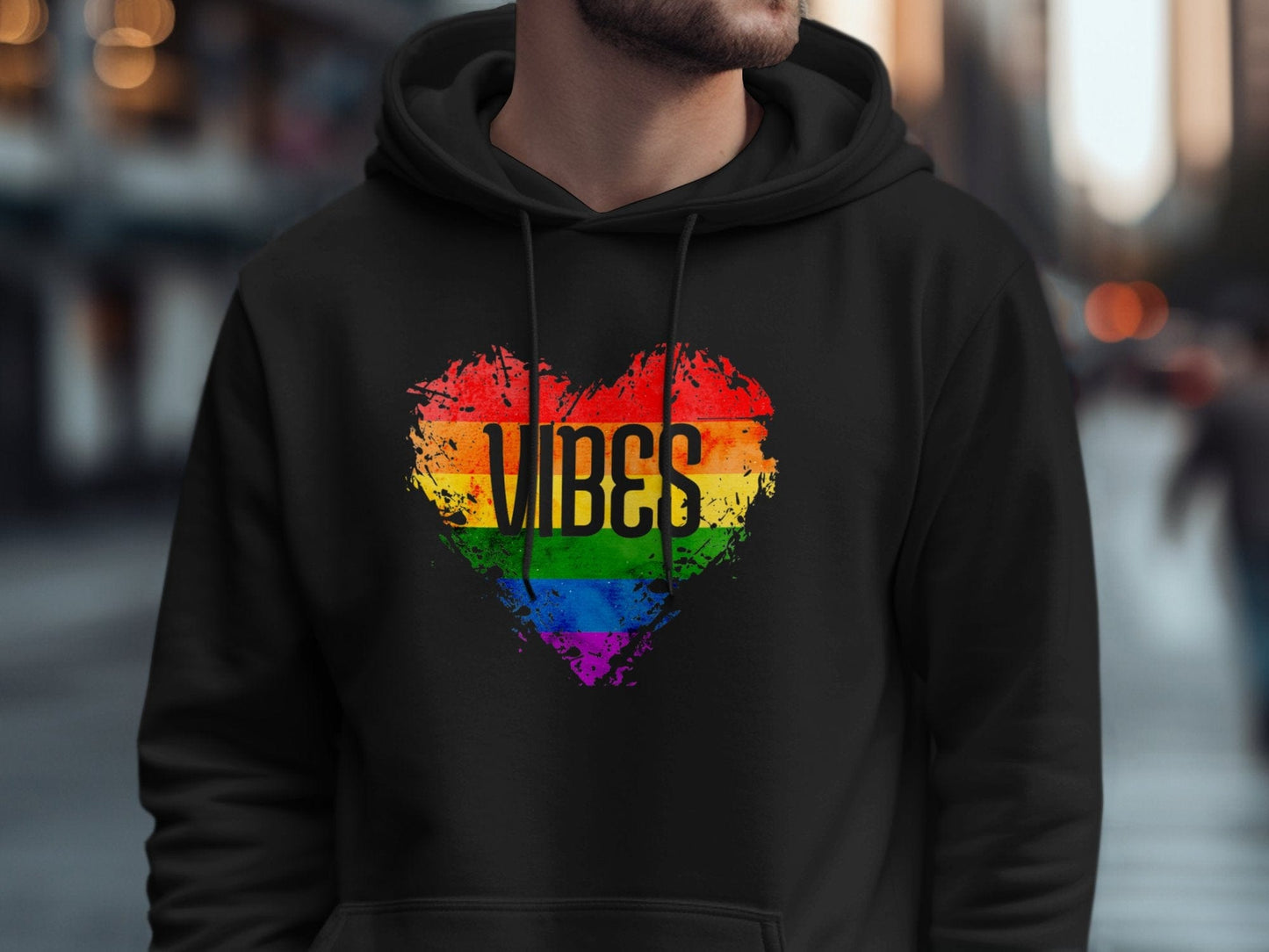 Rainbow Vibes Heart Hoodie