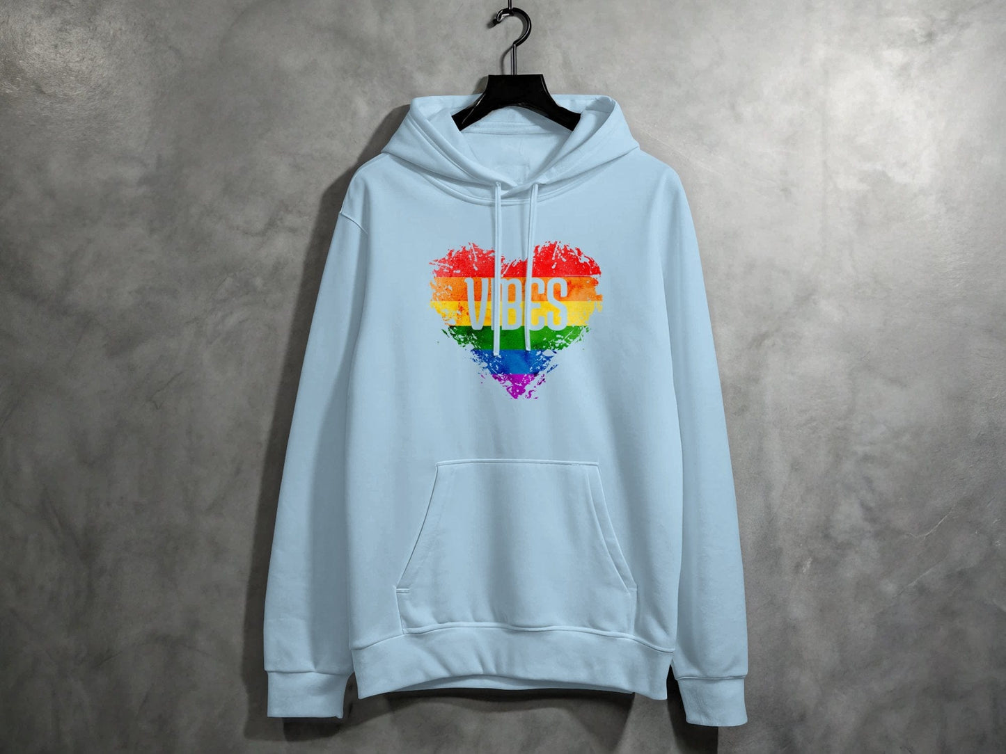 Rainbow Vibes Heart Hoodie S / Light Blue