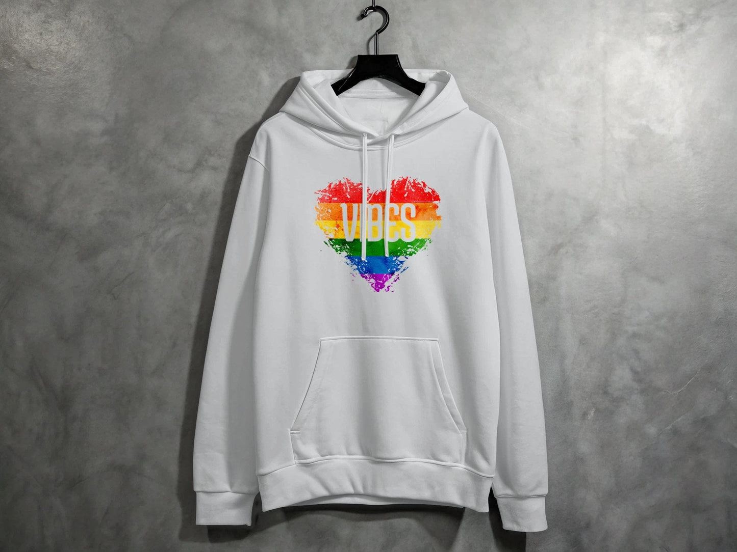 Rainbow Vibes Heart Hoodie S / Sport Grey