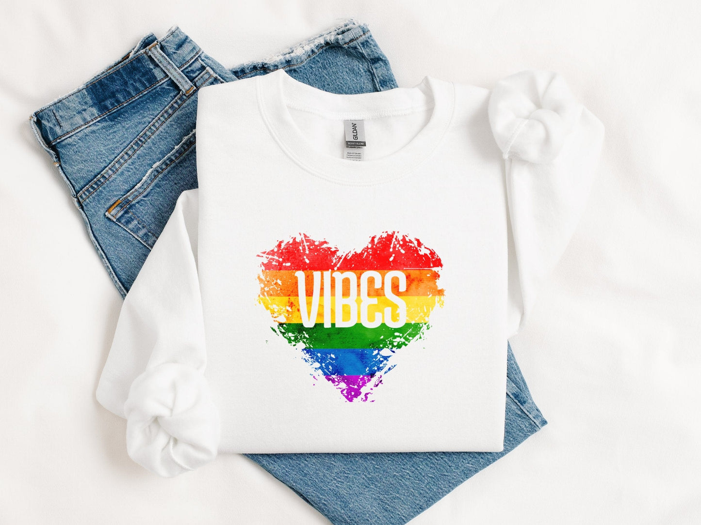 Rainbow Vibes Heart Sweatshirt
