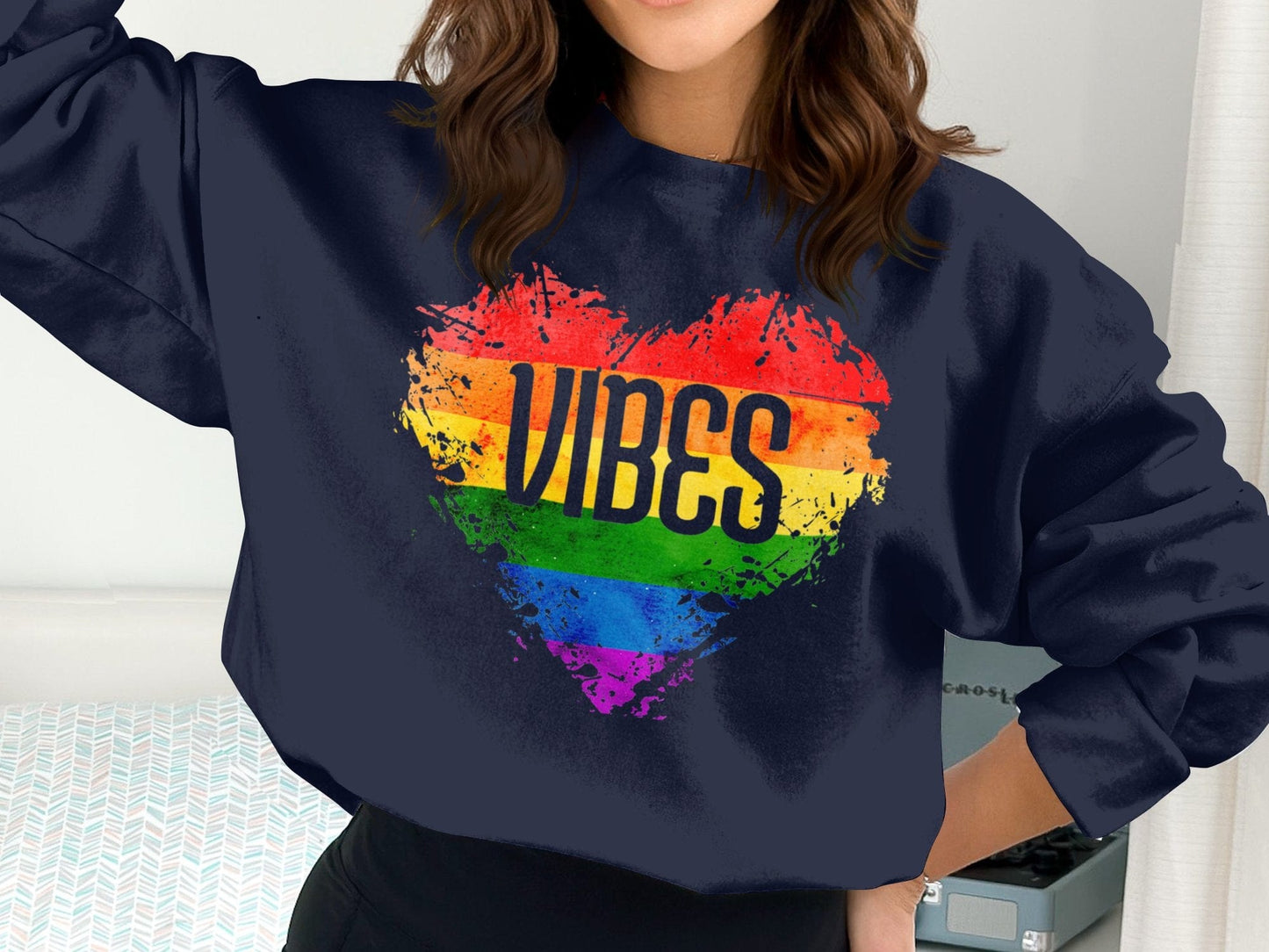 Rainbow Vibes Heart Sweatshirt