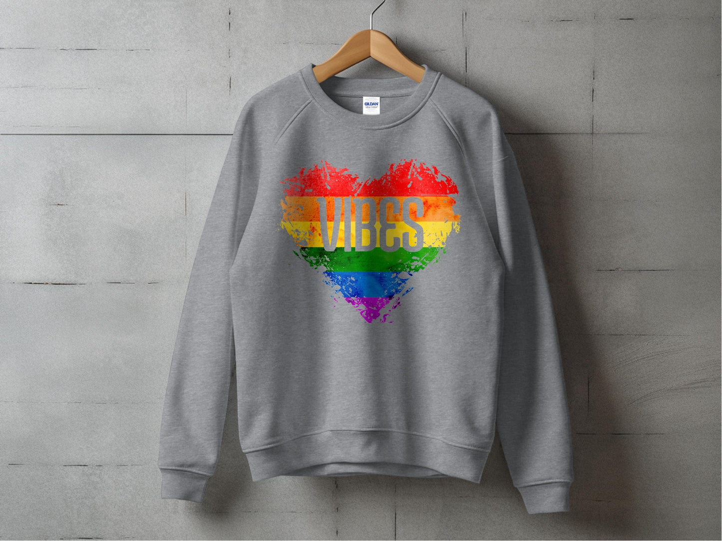 Rainbow Vibes Heart Sweatshirt S / Graphite Heather