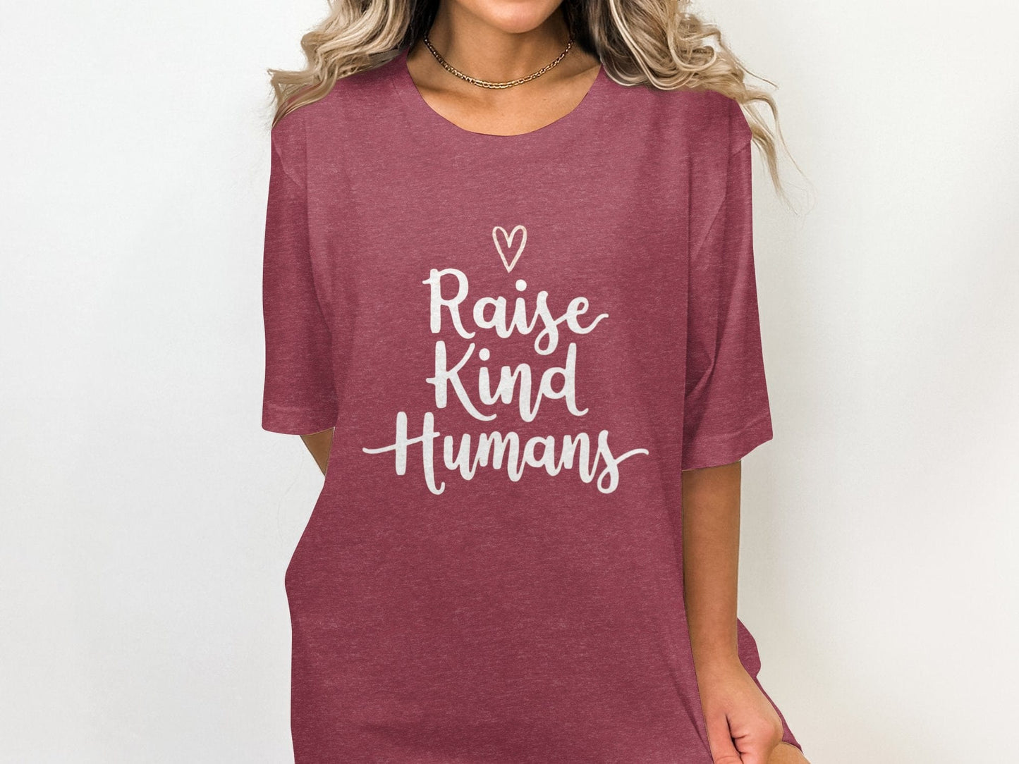 Raise Kind Humans Tee XS / Heather Raspberry