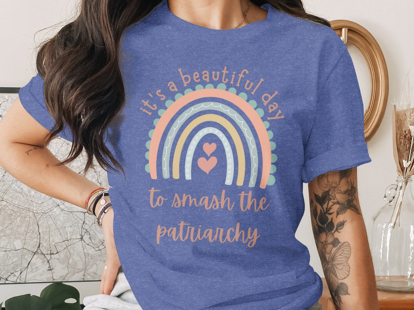It’s a Beautiful Day to Smash the Patriarchy Tee XS / Heather True Royal