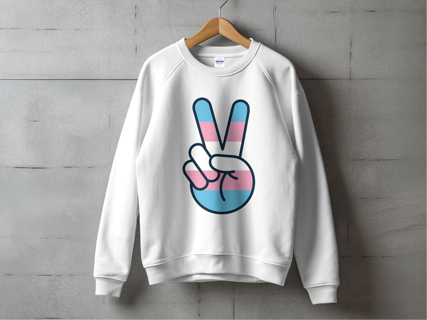 Transgender Pride Peace Sign Sweatshirt S / White