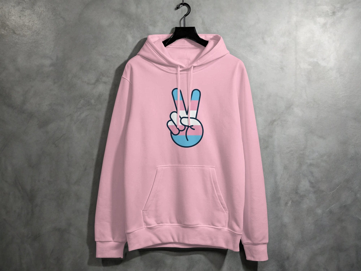 Transgender Peace Sign Hoodie S / Light Pink